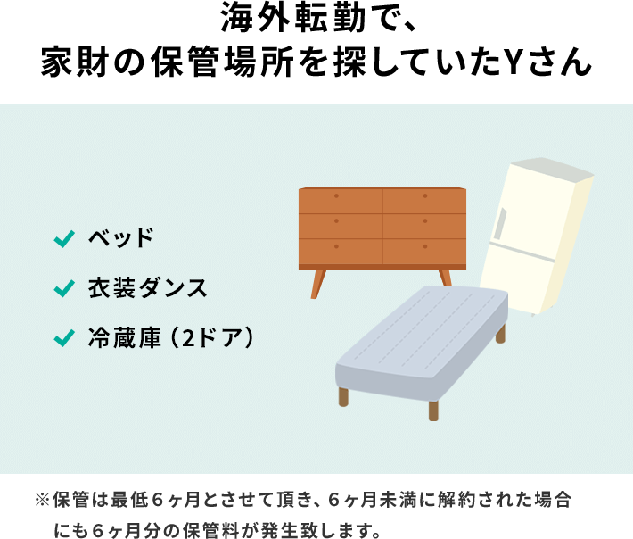 海外転勤で、家財の保管場所を探していたYさん